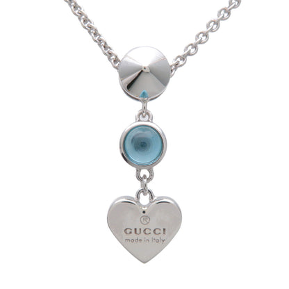 GUCCI Heart Motif Necklace SV925 Color Stone Silver Blue 325871