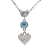GUCCI Heart Motif Necklace SV925 Color Stone Silver Blue 325871
