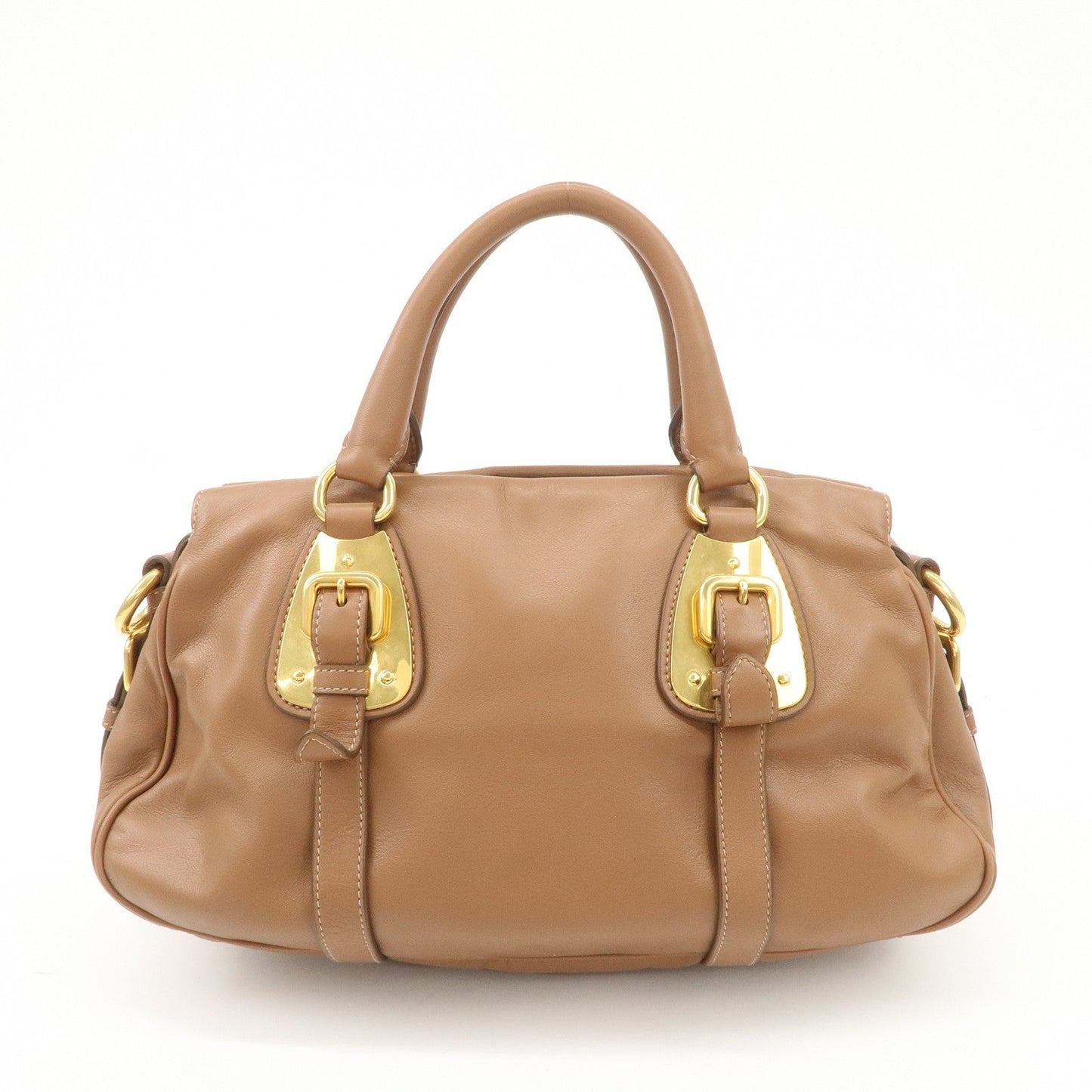 PRADA Leather 2Way Bag Hand Bag Shoulder Bag Brown BN2435  d