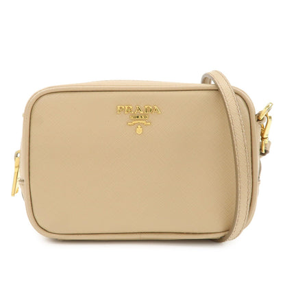 PRADA Logo Saffiano Leather Shoulder Bag Crossbody Bag Beige 1NF674  d
