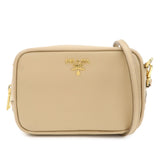 PRADA Logo Saffiano Leather Shoulder Bag Crossbody Bag Beige 1NF674  d