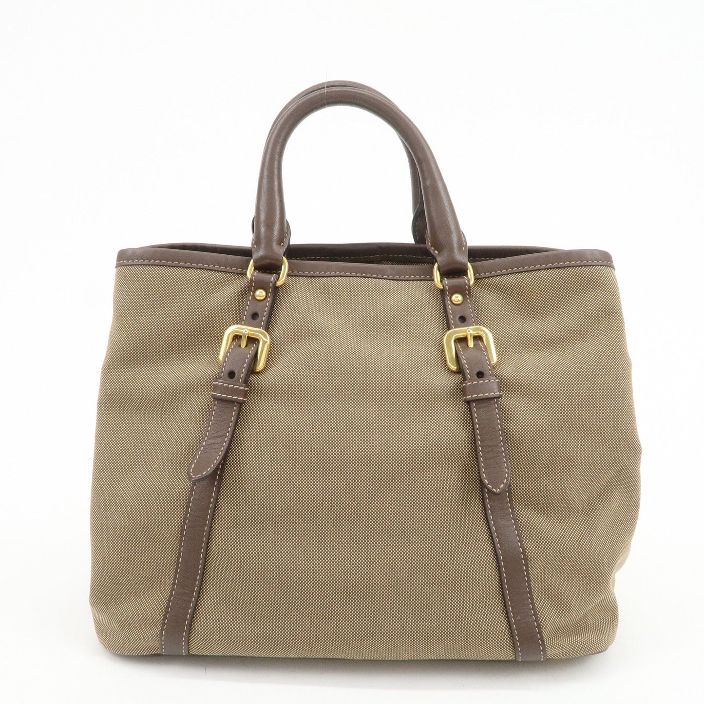 PRADA Jaguard Canvas Leather 2Way Tote Bag Shoulder Bag BN1841