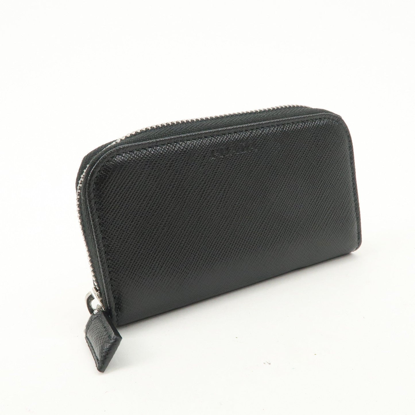 PRADA Saffiano Leather Round Zippy Key Case Black 2PG604  d