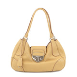 PRADA Leather Shoulder Bag Hand Bag Beige Silver HDW  d