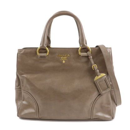 PRADA Logo Leather 2Way Bag Hand Bag Shoulder Bag Greige BN2533  d