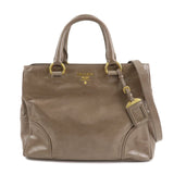 PRADA Logo Leather 2Way Bag Hand Bag Shoulder Bag Greige BN2533  d