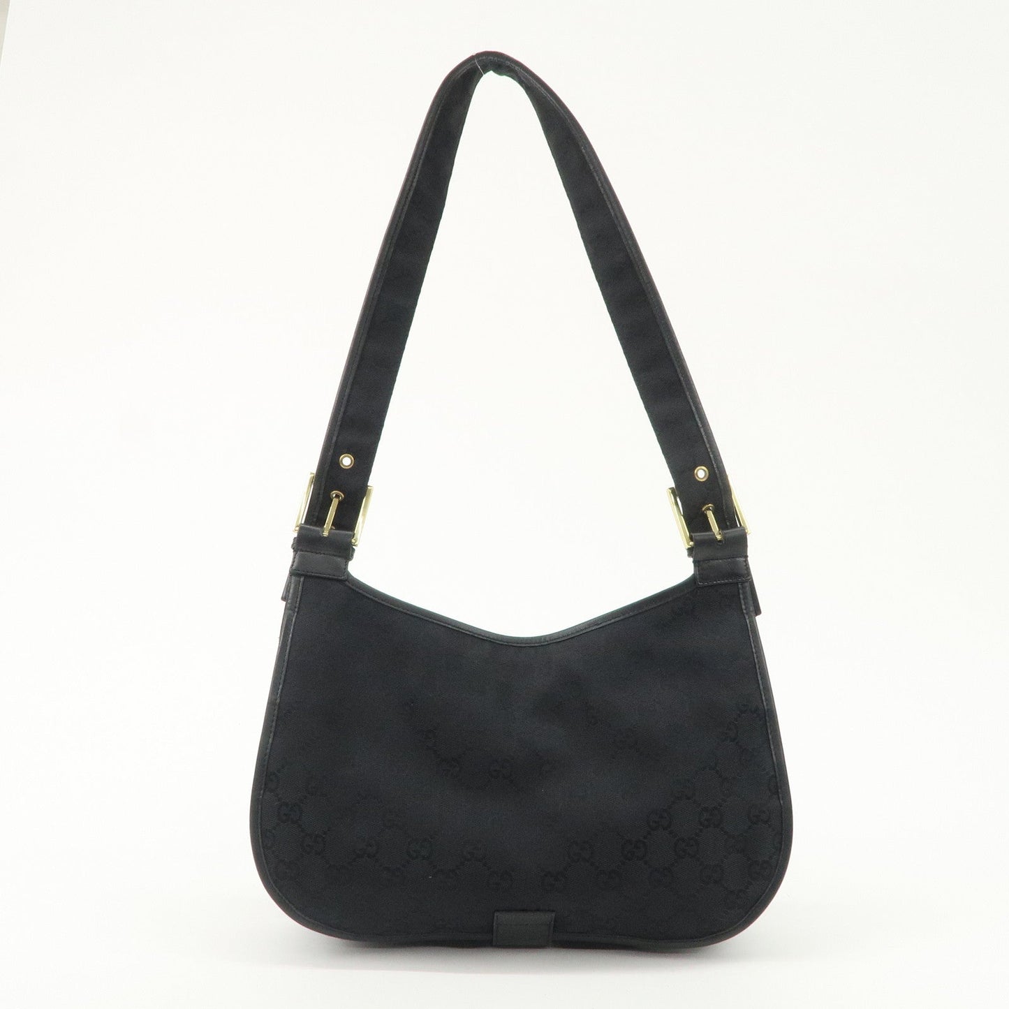 GUCCI GG Canvas Leather Shoulder Bag Hand Bag Black 90665  d