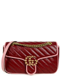 Gucci 2021 Red & Pink Leather GG Marmont Small Flap Shoulder Bag