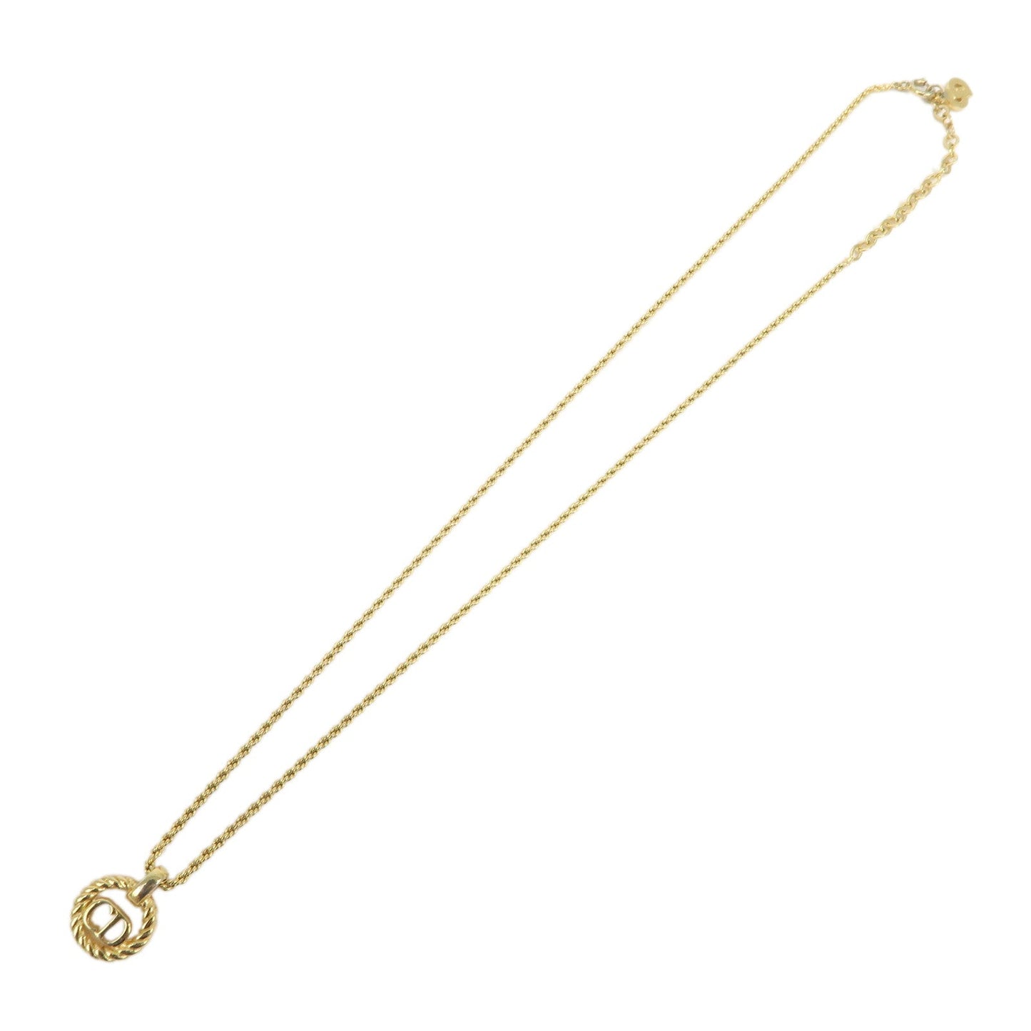Christian Dior CD Logo Metal Necklace Choker Gold