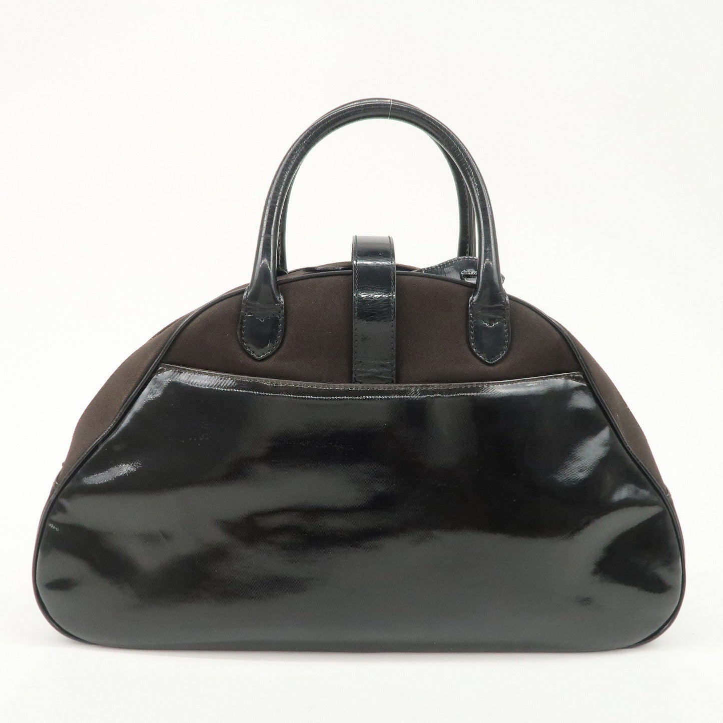 Christian Dior Double Saddle Canvas Patent Leather Hand Bag  d