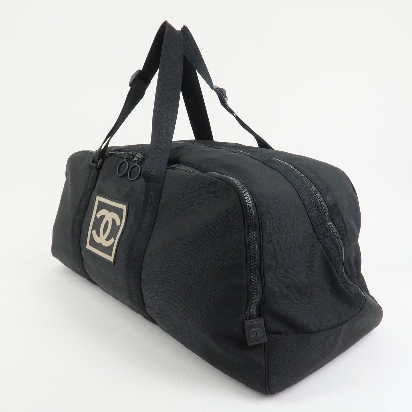 CHANEL Sport Line COCO Mark Nylon Boston Bag Shoulder Bag Black