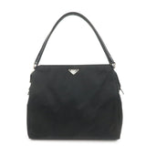 PRADA Triangle Logo Nylon Leather Shoulder Bag Hand Bag Black