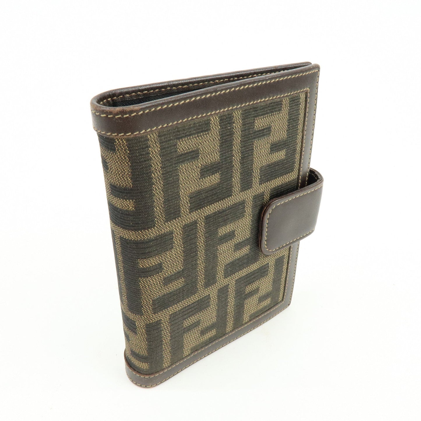 FENDI Zucca Canvas Leather Agenda Planner Cover Brown Black 30153