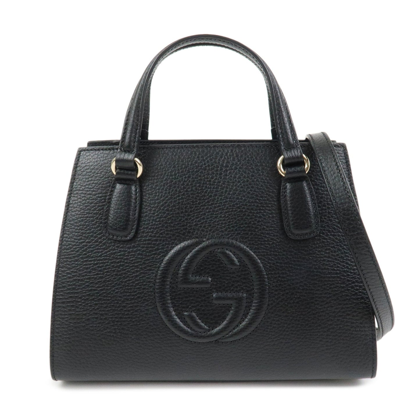 GUCCI SOHO Interlocking G Calf Leather 2Way Bag Black 607722