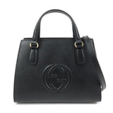 GUCCI SOHO Interlocking G Calf Leather 2Way Bag Black 607722