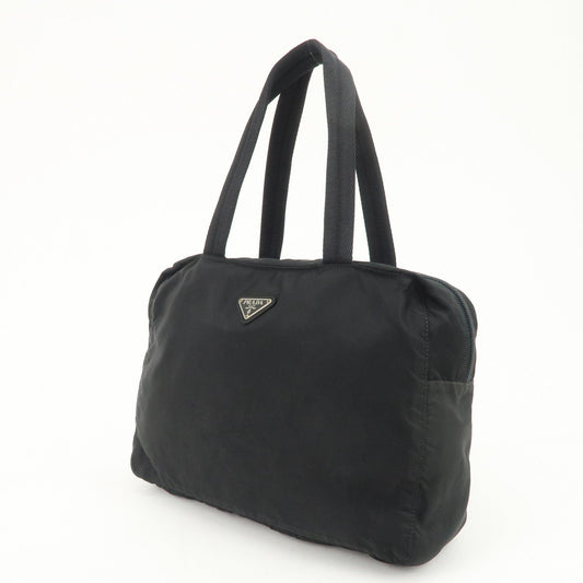 PRADA Triangle Logo Nylon Tote Bag Shoulder Bag Hand Bag Black