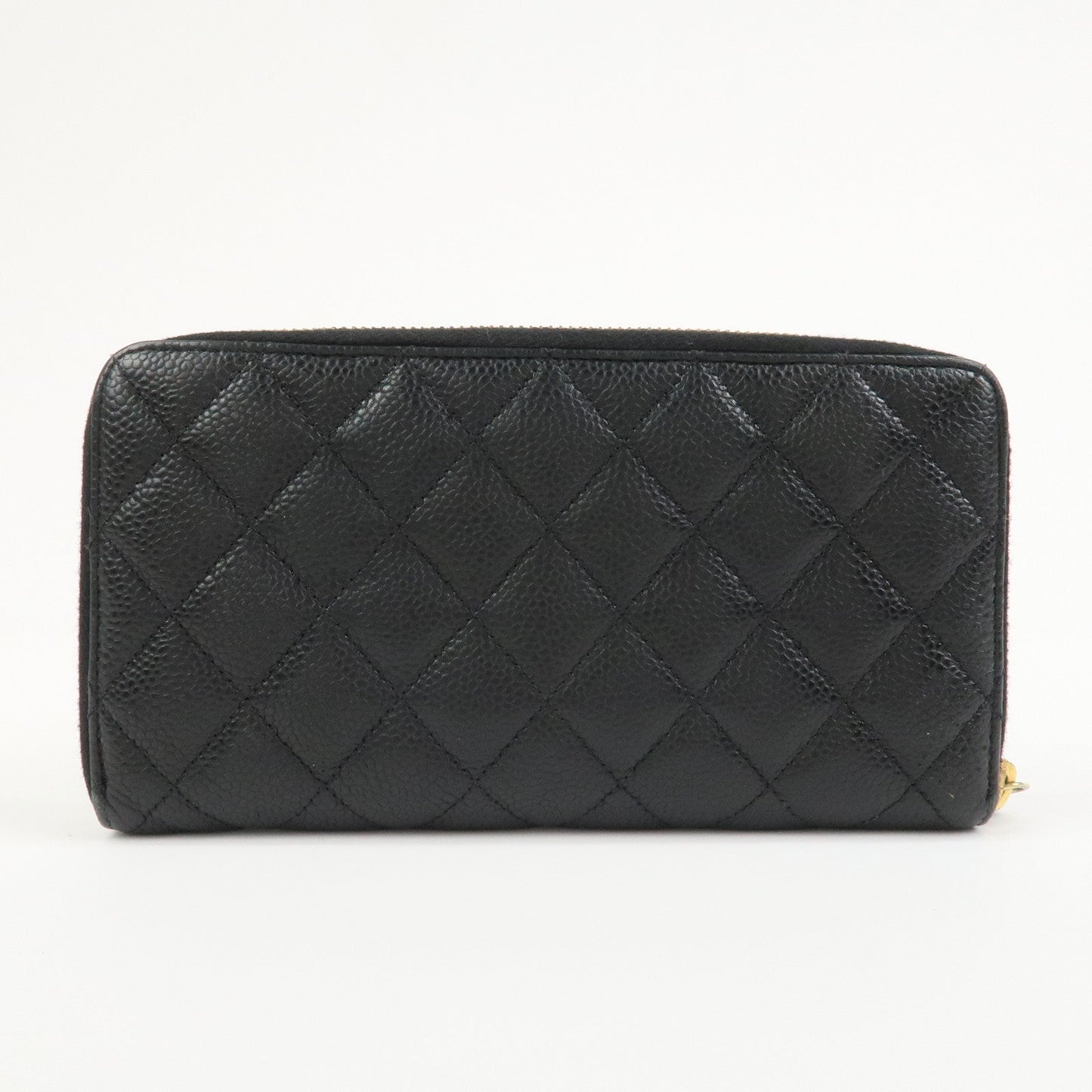 CHANEL COCO Mark Matelasse Classic Round Zippy Wallet Black AP0242