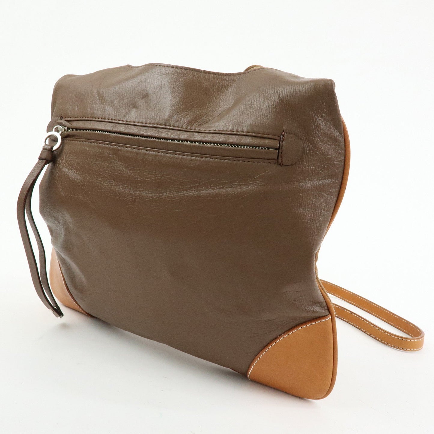 BURBERRY Blue Label Suede Leather Shoulder Bag Crossbody Bag Brown