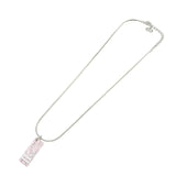 Christian Dior Logo Trotter Metal Necklace Pink Silver