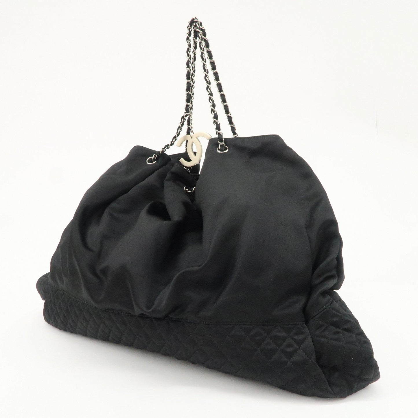 CHANEL Melrose Cabas Cotton Jersey Shoulder Bag Black  d