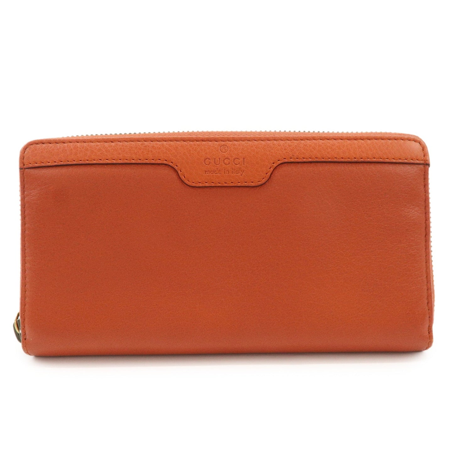 GUCCI Bamboo Leather Long Round Zippy Wallet Orange 339178  d