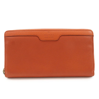 GUCCI Bamboo Leather Long Round Zippy Wallet Orange 339178  d