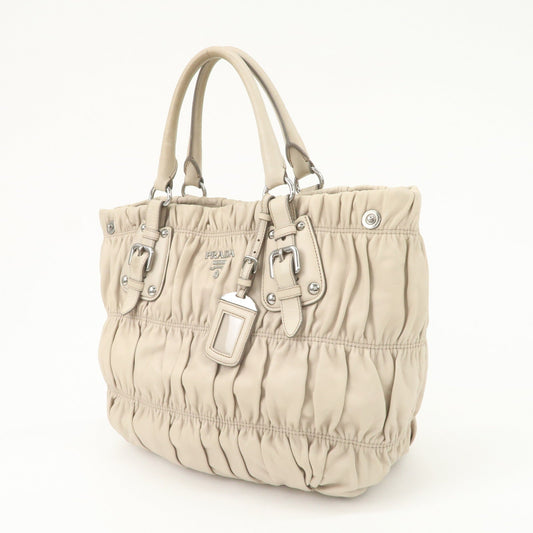 PRADA Leather 2WAY Bag Hand Bag Shoulder Bag Ivory BN1789