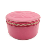 CHANEL Caviarskin Jewelry Case Cosmetic Case Accessory Pouch Pink