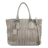 PRADA Logo Leather 2Way Bag Hand Bag Shoulder Bag Gray