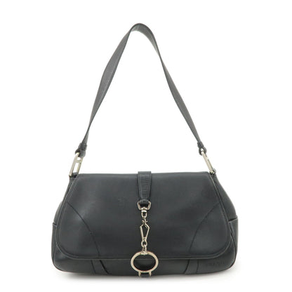 PRADA Leather Shoulder Bag Hand Bag Black