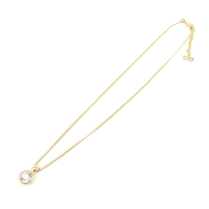 Christian Dior Logo Metal 1P Stone Necklace Choker Gold