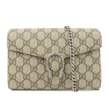 GUCCI Dionysus GG Supreme WOC Chain Shoulder Bag Beige 401231