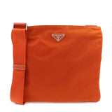 PRADA Triangle Logo Nylon Saffiano Leather Shoulder Bag Orange