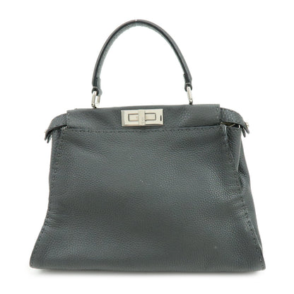 FENDI Selleria Peekaboo Calf Leather 2Way Shoulder Hand Bag 8BN226