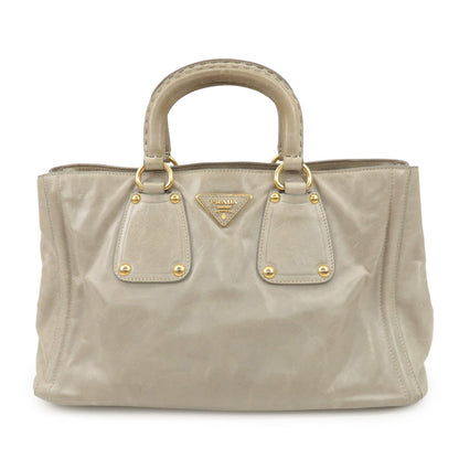 PRADA Triangle Logo Leather 2Way Bag Tote Bag Gray BN2104  d