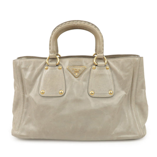 PRADA Triangle Logo Leather 2Way Bag Tote Bag Gray BN2104  d