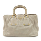 PRADA Triangle Logo Leather 2Way Bag Tote Bag Gray BN2104  d