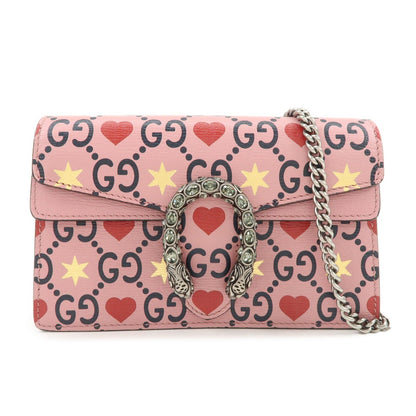 GUCCI Dionysus Super Mini Bag Heart Chain Shoulder Bag Pink 476432