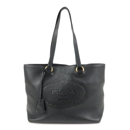 PRADA Logo Leather Tote Bag Shoulder Bag Black 1BG100  d
