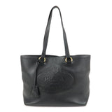 PRADA Logo Leather Tote Bag Shoulder Bag Black 1BG100  d