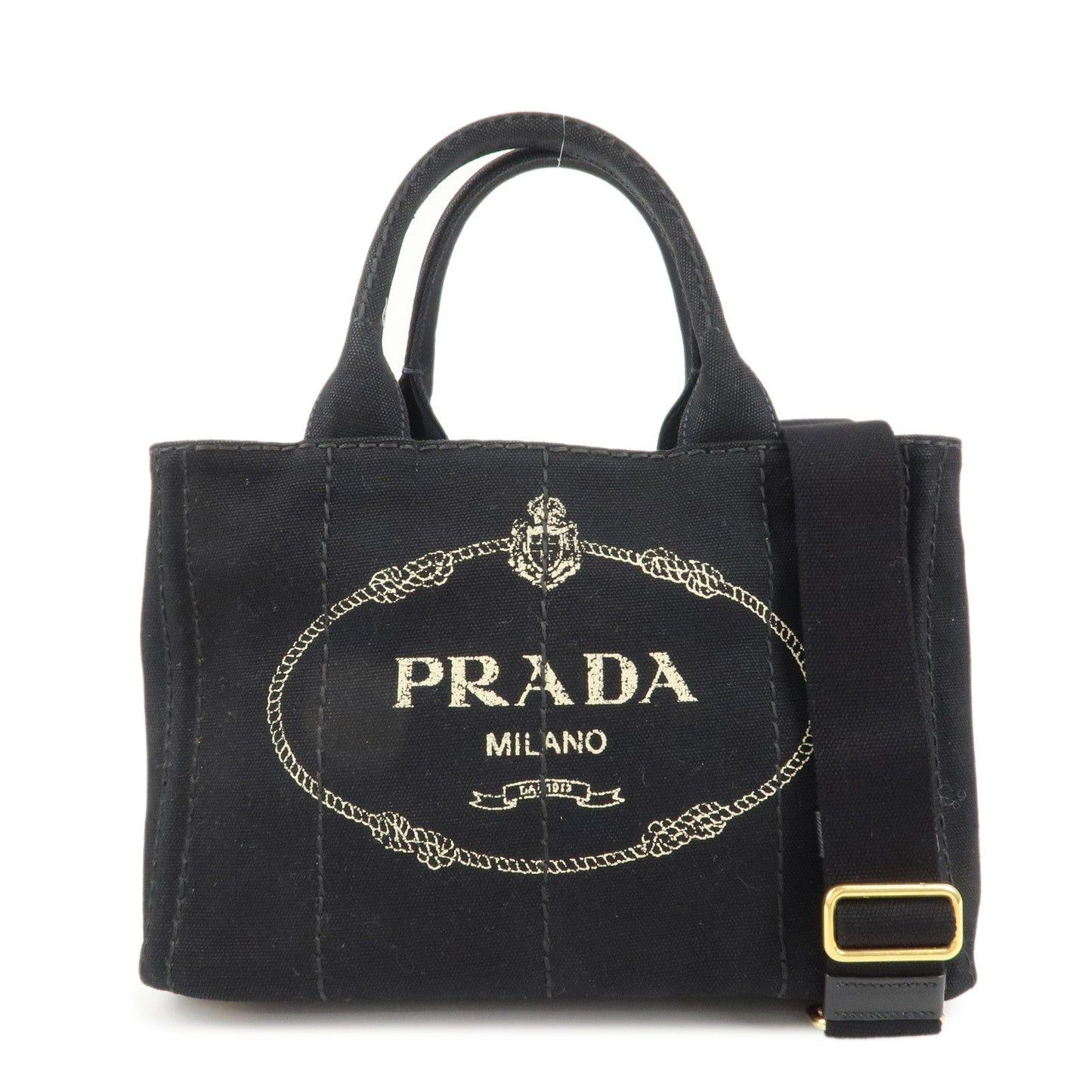 PRADA Canapa Mini Canvas 2Way Bag Hand Bag Shoulder Bag Black 1BG439  d