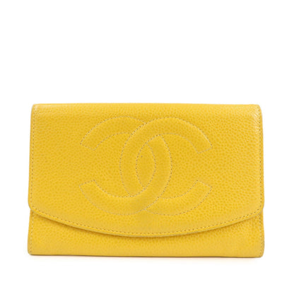 CHANEL COCO Mark Caviarskin Bi-Fold Card Case Coin Case 4072657  d
