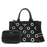 PRADA Logo Canapa Mini Canvas 2Way Bag Hand Bag Black 1BG439