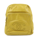 CHANEL COCO Mark Lamb Skin Back Pack Ruck Suck Yellow