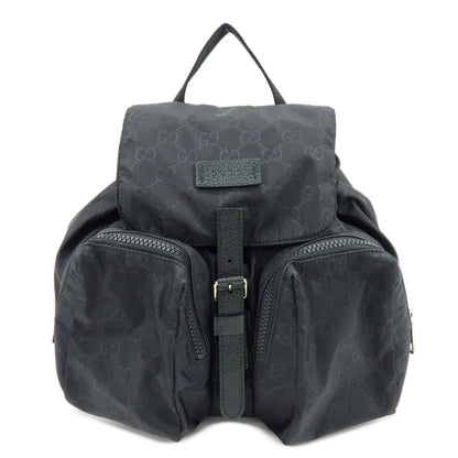 GUCCI GG Nylon Leather Backpack Ruck Sack Black 406361