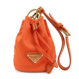 PRADA Triangle Logo Nylon Drawstring Wrist Bag Orange 1TT202