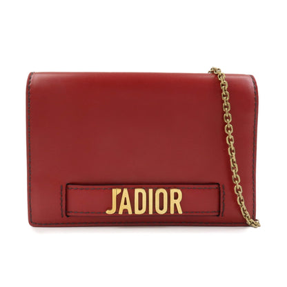 Christian Dior J’Adior Leather Chain Wallet WOC Shoulder Bag Red