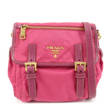 PRADA Nylon Saffiano Leather Flap Messenger Shoulder Bag Pink BT0697  d