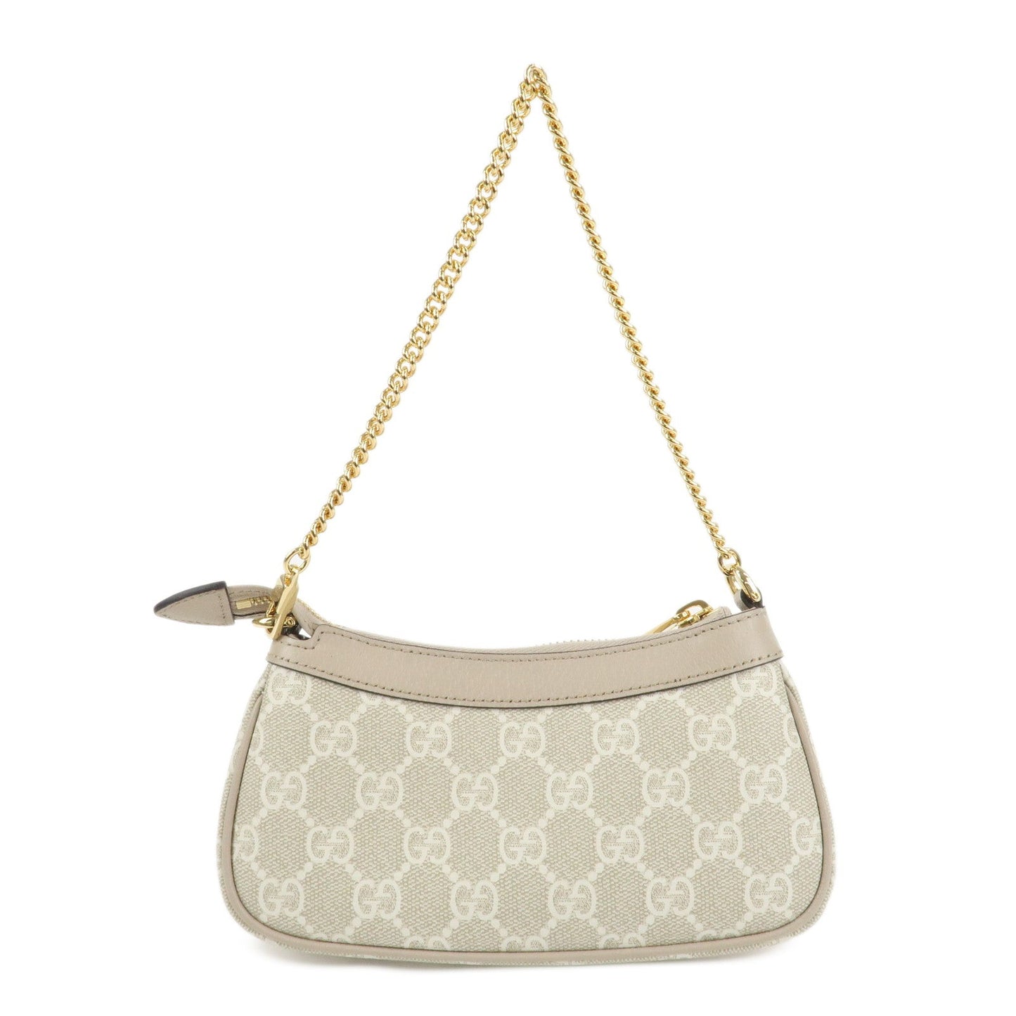 GUCCI Leather GG Supreme Chain Pouch Hand Bag Beige Brown 764960  d