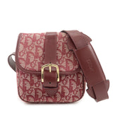 Christian Dior Trotter Jacquard Leather Shoulder Bag Burgundy